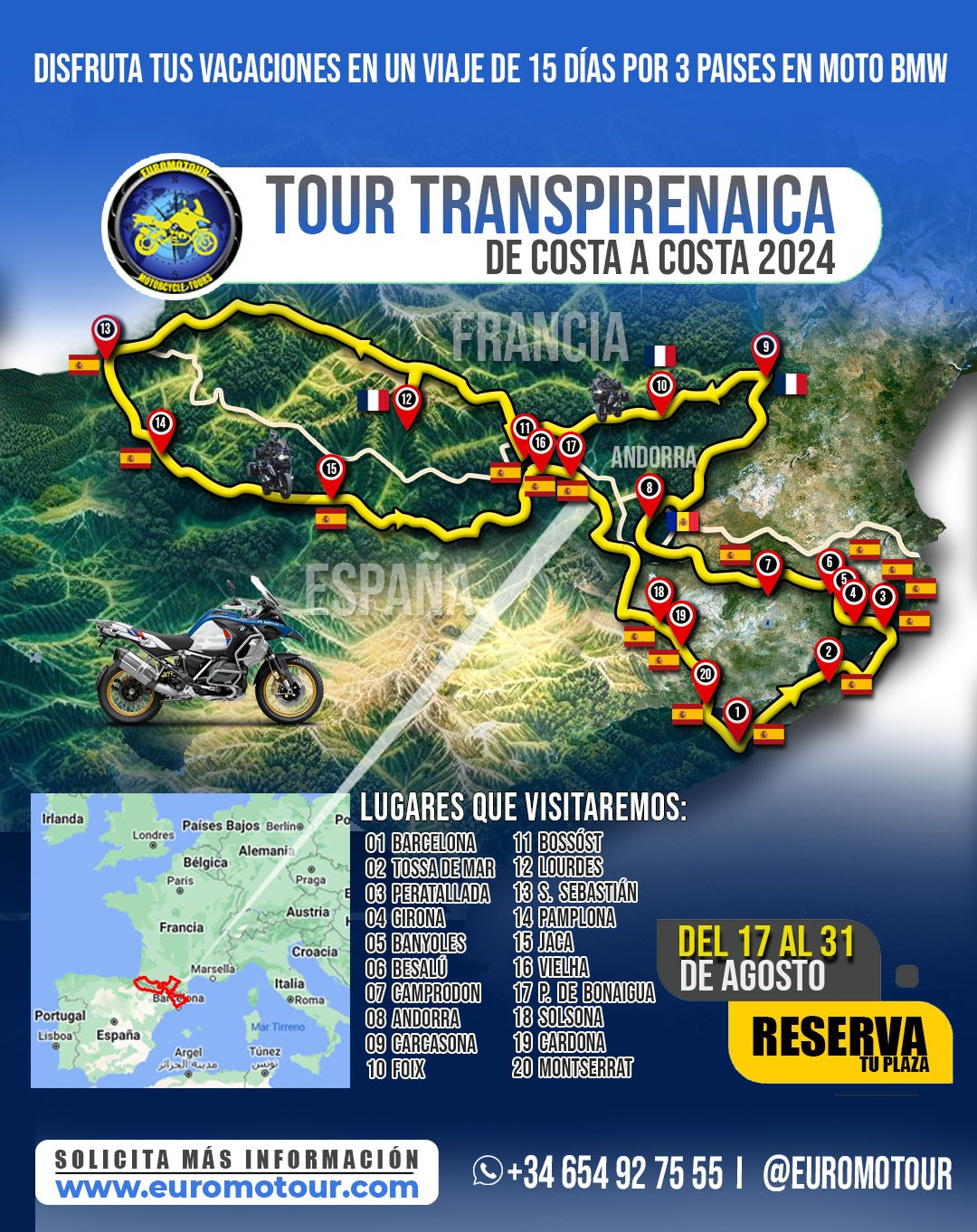 TOUR 15 DÍAS TRANSPIRENAICA DE COSTA A COSTA